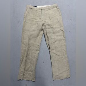 Vintage Polo Ralph Lauren 100% Linen Pants Mens 36x30 Beige Pleated Lightweight